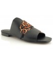 Sandalia para mujer en negro y leopardo