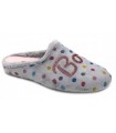 zapatilla mujer color gris con puntitos