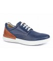 Zapato de piel en color azul y cuero