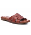Sandalia plana en piel camel