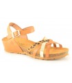 Sandalia combinada en platino y animal print