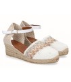 Alpargatas para mujer en color blanco con cuña de yute