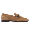 Mocasín para mujer en serraje cuero