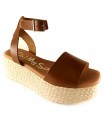 Sandalia para mujer en color roble con plataforma