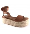 Sandalias para mujer en color cuero con plataforma de yute