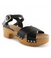 Sandalia para mujer en piel de color negro 