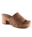 Zuecos para mujer de color cuero abiertos de puntera