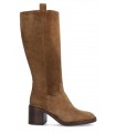 Bota alta para mujer en serraje cuero