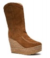 Bota de caña alta con cuña de yute