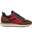 Deportivo combinado en azul, rojo y cuero 