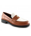 Mocasín combinado en cuero y blanco