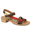 Sandalia combinada en color nuez para mujer 