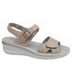 Sandalia con cuña trasera color taupe con velcros