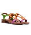 Sandalia multicolor de piel natural