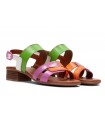 Sandalia multicolor en piel grabada