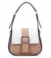 Bolso combinado en color camel y blanco