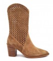 Bota de tacón en serraje cuero