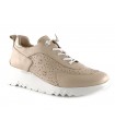 Deportivo de cordones en piel beige