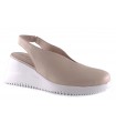 Zapato corte salón en piel de color natural 
