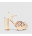 Sandalia para mujer con tacón y plataforma en color champan