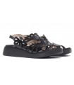 Sandalia para mujer en charol negro