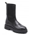 Bota alta con elásticos en piel negra de mujer