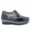 Zapato de cordones en piel negra con plataforma