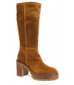 Bota alta en serraje cuero de mujer