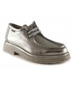 Zapato de cordones en piel plata para mujer
