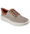 Zapato de cordones en lona color caqui Skechers