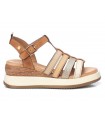 Sandalia cuña camel con tiras