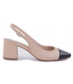 Zapatos corte salón en nude y puntera negra