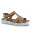 Sandalias de velcro en piel marrón
