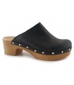 Zueco para mujer en piel negra