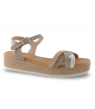 Sandalia para mujer en piel taupe con cuña