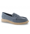 Mocasines mujer piel serraje azul cielo