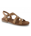 Sandalia plana para mujer en piel camel