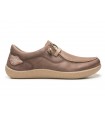 Zapato Wallaby taupe con cordones elásticos.