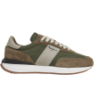 Deportivo en color verde caqui con suela en blanco y caramelo.