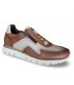 Deportivo de cordones en piel cuero y hielo con cremallera lateral.