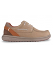 Zapatos náuticos beige con cordones. Piel serraje.