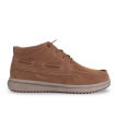 Botines camel con cordones. Piel serraje.