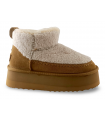 Botas australianas cuero. Borreguillo blanco, serraje, plataforma.