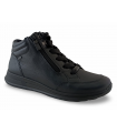 Botines cómodos en piel negra con cordones y cremallera.
