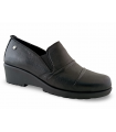 Zapatos de confort con cuña. Piel natural negra.