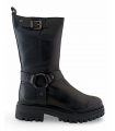 Botas motoristas negras con estribo lateral. Piel negra.