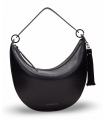 Bolso en forma de medialuna en color negro.