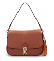 Bolso con cierre en color cuero.