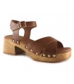 Sandalia tacón madera cuero Via Verda M9