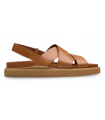 Sandalia con suela anatómica de color cuero para mujer CLARKS ARISTELLA SUN